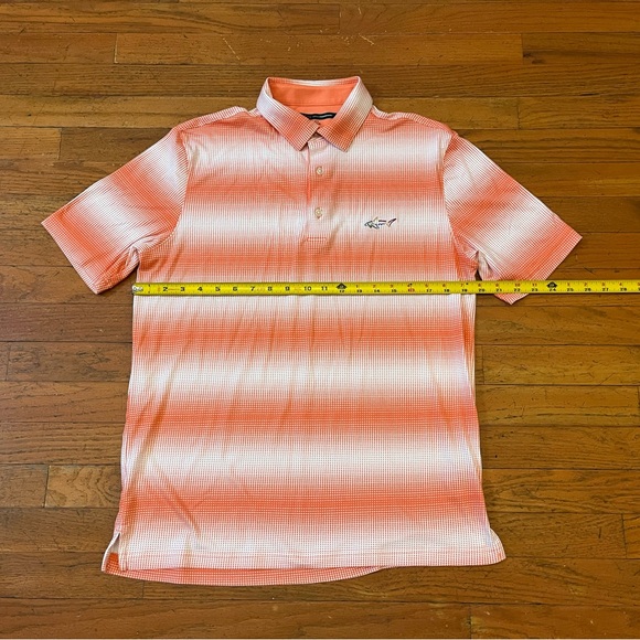 Greg Norman Mens M Polo Golf Shirt Orange Geometric Summer Comfort Front Shark - Picture 3 of 7